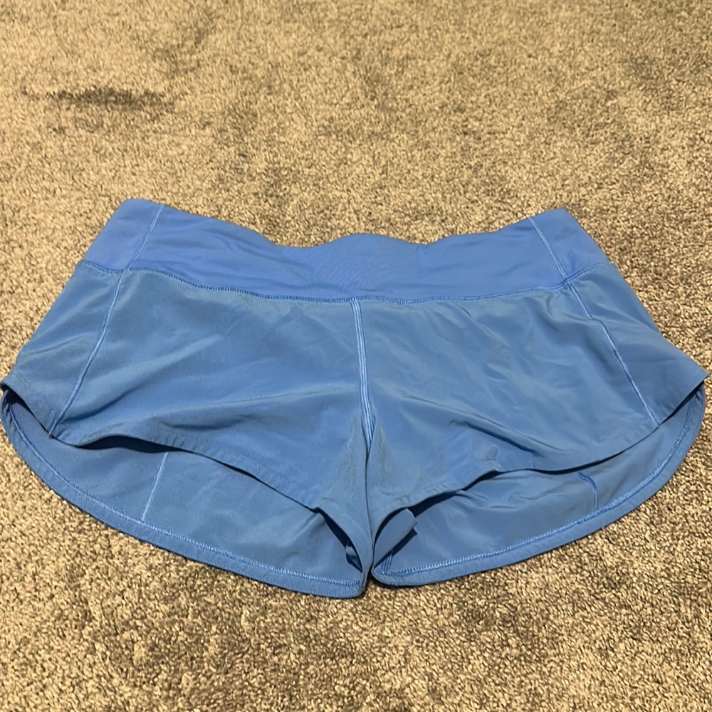 nile blue lululemon speed up shorts. size 6